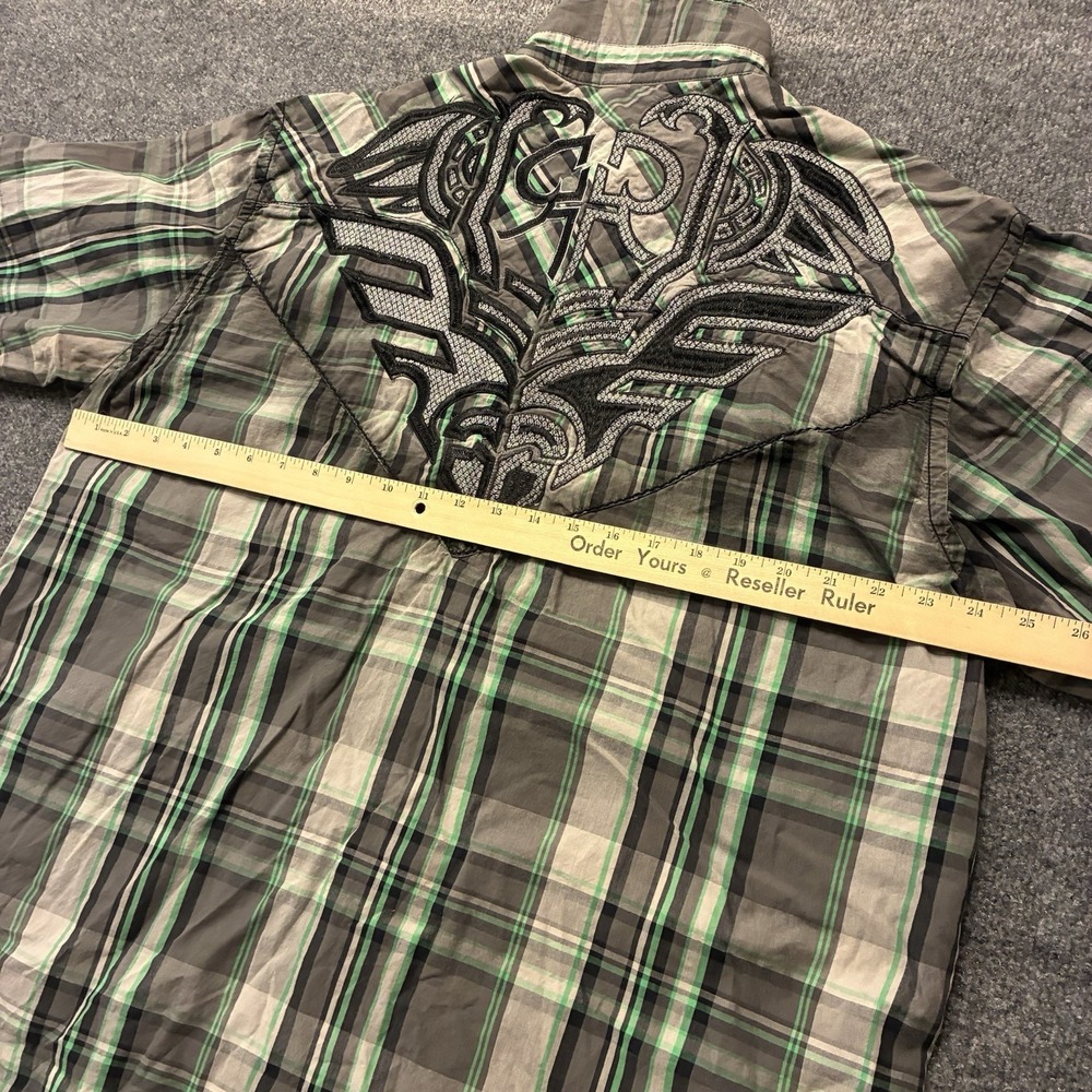 Buckle Roar Gaucho Embroidered Plaid Cowboy Button Shirt Mens 3XL Cotton - Picture 3 of 8